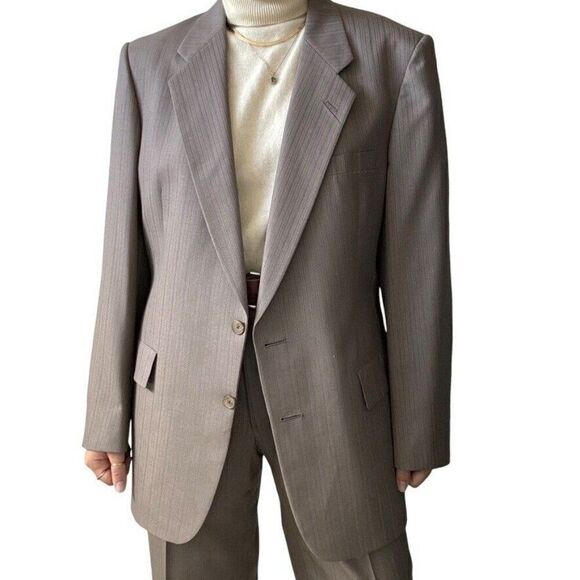 Vintage Christian Dior Gray 100% Wool Suit Sport Coat Blazer Trouser Set 42R - Picture 6 of 16